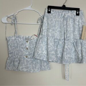 Paper Crane Two-Piece Smocked Crop Top and Skirt